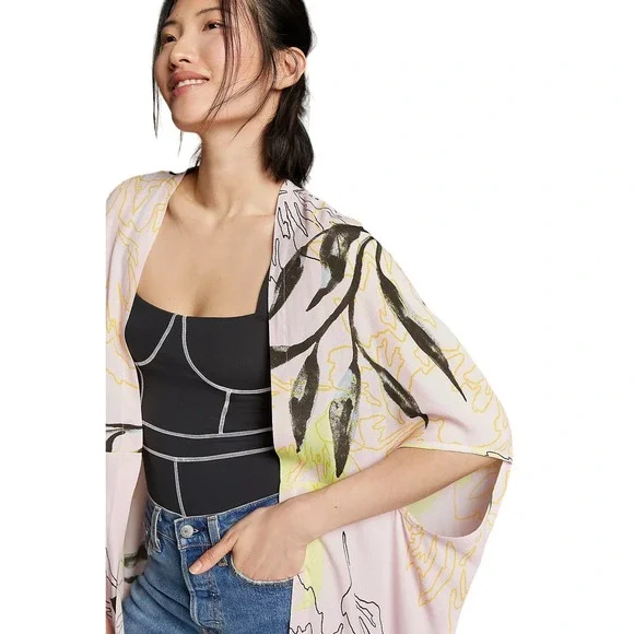 Anthropologie Pastel Floral Kimono Cardigan - Picture 2 of 12